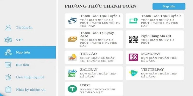 Giao dịch nạp rút tiền tại sân chơi cực an toàn, bảo mật